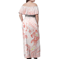 Polynesia Hammerhead Shark Family Matching Off Shoulder Maxi Dress and Hawaiian Shirt Tropical Flowers Tribal Pattern Peach LT05 - Polynesian Pride