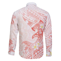 Polynesia Hammerhead Shark Family Matching Short Sleeve Bodycon Dress and Hawaiian Shirt Tropical Flowers Tribal Pattern Peach