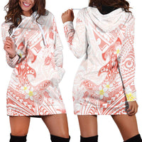Polynesia Hammerhead Shark Hoodie Dress Tropical Flowers Tribal Pattern Peach LT05 - Polynesian Pride
