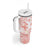 Polynesia Hammerhead Shark Tumbler With Handle Tropical Flowers Tribal Pattern Peach
