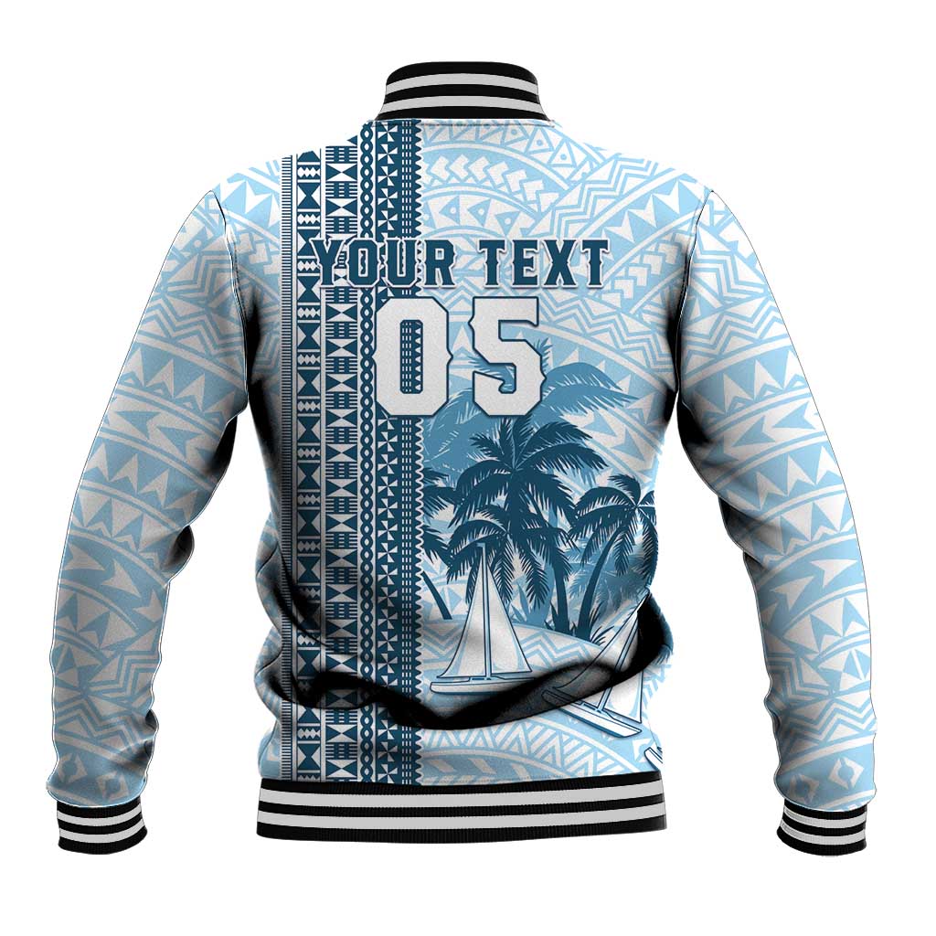 Custom Fiji Regatta Baseball Jacket Palm Tree Tapa Pattern - Polynesian Pride