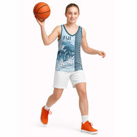 Custom Fiji Regatta Basketball Jersey Palm Tree Tapa Pattern - Polynesian Pride