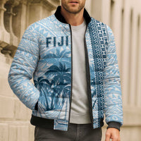 Custom Fiji Regatta Bomber Puffer Jacket Palm Tree Tapa Pattern - Polynesian Pride
