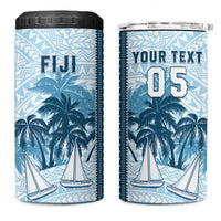 Custom Fiji Regatta 4 in 1 Can Cooler Tumbler Palm Tree Tapa Pattern LT05 One Size: 16 oz Blue - Polynesian Pride