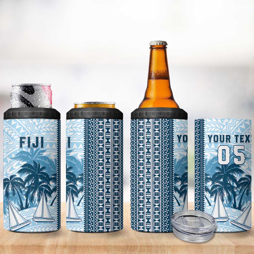 Custom Fiji Regatta 4 in 1 Can Cooler Tumbler Palm Tree Tapa Pattern LT05 - Polynesian Pride