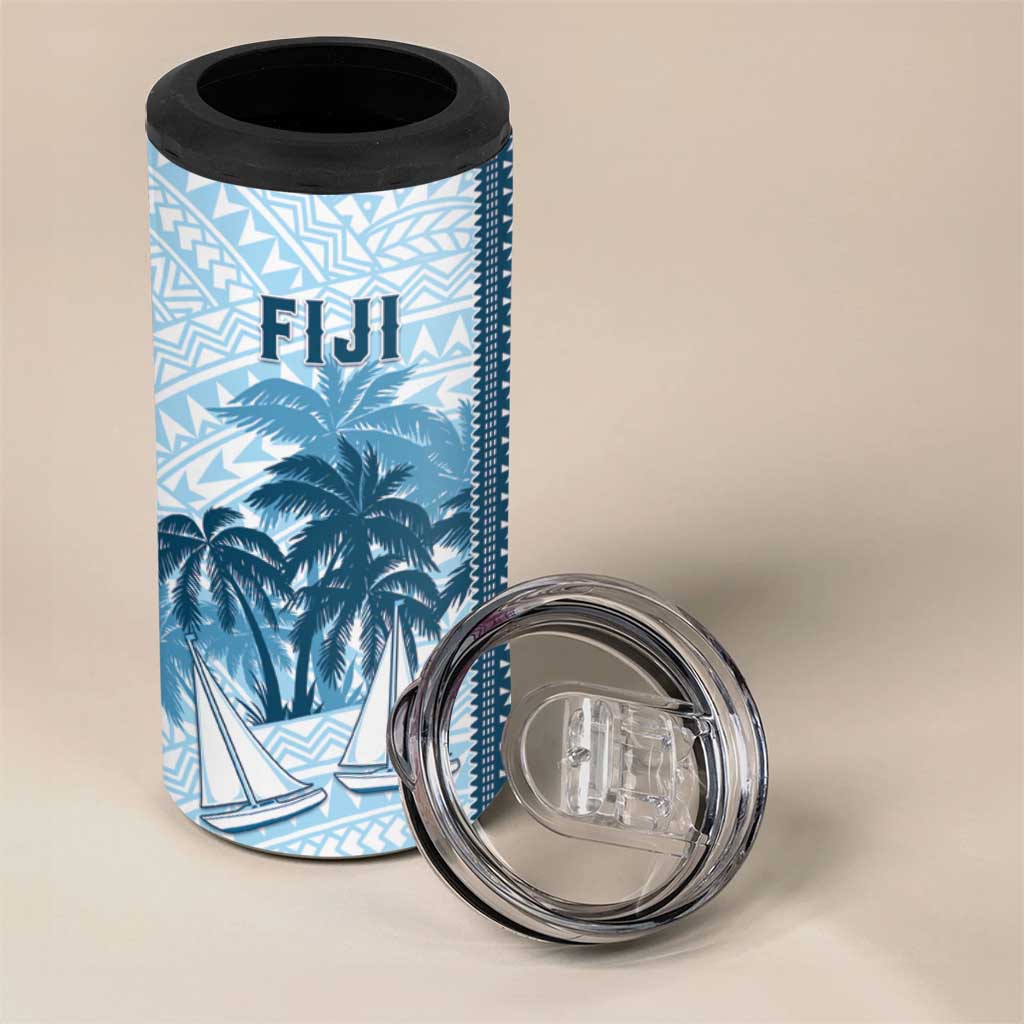 Custom Fiji Regatta 4 in 1 Can Cooler Tumbler Palm Tree Tapa Pattern LT05 - Polynesian Pride