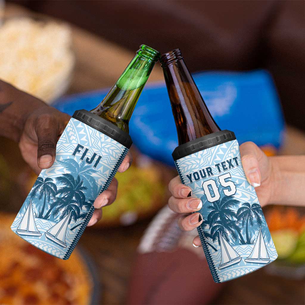 Custom Fiji Regatta 4 in 1 Can Cooler Tumbler Palm Tree Tapa Pattern LT05 - Polynesian Pride