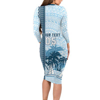 Custom Fiji Regatta Family Matching Long Sleeve Bodycon Dress and Hawaiian Shirt Palm Tree Tapa Pattern LT05 - Polynesian Pride