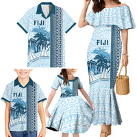 Custom Fiji Regatta Family Matching Mermaid Dress and Hawaiian Shirt Palm Tree Tapa Pattern LT05 - Polynesian Pride