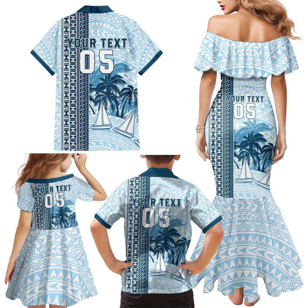 Custom Fiji Regatta Family Matching Mermaid Dress and Hawaiian Shirt Palm Tree Tapa Pattern LT05 - Polynesian Pride