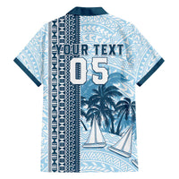Custom Fiji Regatta Family Matching Off The Shoulder Long Sleeve Dress and Hawaiian Shirt Palm Tree Tapa Pattern LT05 - Polynesian Pride