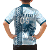 Custom Fiji Regatta Family Matching Off Shoulder Maxi Dress and Hawaiian Shirt Palm Tree Tapa Pattern LT05 - Polynesian Pride