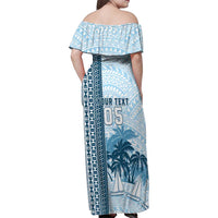 Custom Fiji Regatta Family Matching Off Shoulder Maxi Dress and Hawaiian Shirt Palm Tree Tapa Pattern LT05 - Polynesian Pride