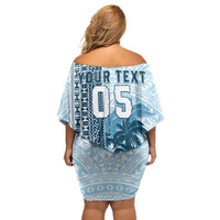 Custom Fiji Regatta Family Matching Off Shoulder Short Dress and Hawaiian Shirt Palm Tree Tapa Pattern LT05 - Polynesian Pride