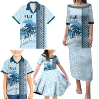 Custom Fiji Regatta Family Matching Puletasi and Hawaiian Shirt Palm Tree Tapa Pattern - Polynesian Pride