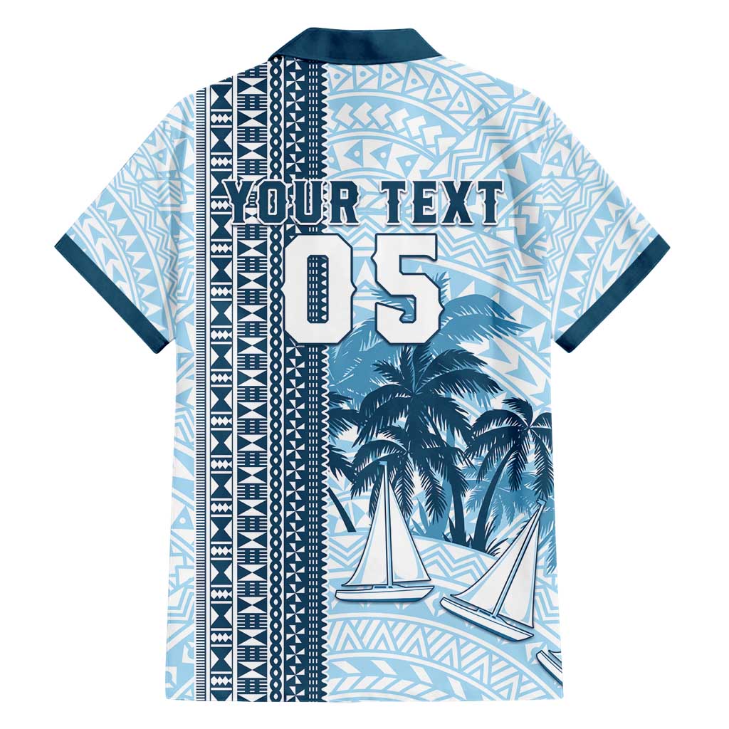 Custom Fiji Regatta Family Matching Short Sleeve Bodycon Dress and Hawaiian Shirt Palm Tree Tapa Pattern LT05 - Polynesian Pride