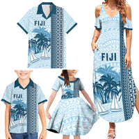 Custom Fiji Regatta Family Matching Summer Maxi Dress and Hawaiian Shirt Palm Tree Tapa Pattern LT05 - Polynesian Pride