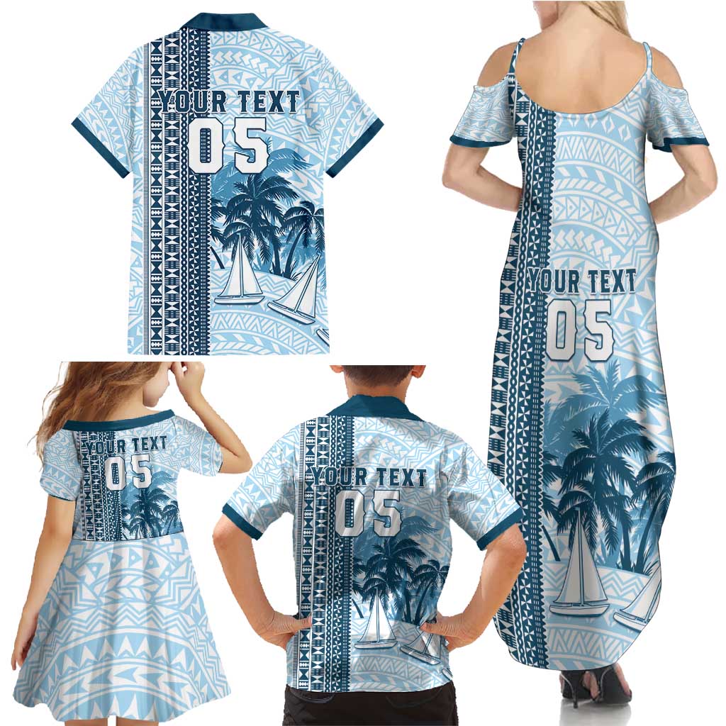 Custom Fiji Regatta Family Matching Summer Maxi Dress and Hawaiian Shirt Palm Tree Tapa Pattern LT05 - Polynesian Pride