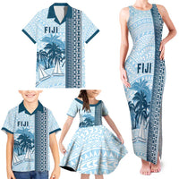 Custom Fiji Regatta Family Matching Tank Maxi Dress and Hawaiian Shirt Palm Tree Tapa Pattern LT05 - Polynesian Pride