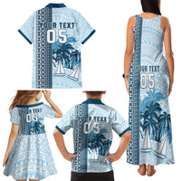 Custom Fiji Regatta Family Matching Tank Maxi Dress and Hawaiian Shirt Palm Tree Tapa Pattern LT05 - Polynesian Pride