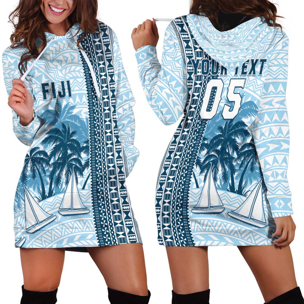 Custom Fiji Regatta Hoodie Dress Palm Tree Tapa Pattern LT05 - Polynesian Pride