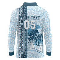 Custom Fiji Regatta Long Sleeve Polo Shirt Palm Tree Tapa Pattern LT05 - Polynesian Pride