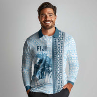 Custom Fiji Regatta Long Sleeve Polo Shirt Palm Tree Tapa Pattern LT05 - Polynesian Pride