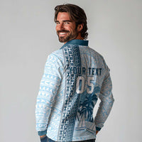 Custom Fiji Regatta Long Sleeve Polo Shirt Palm Tree Tapa Pattern LT05 - Polynesian Pride