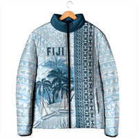 Custom Fiji Regatta Padded Jacket Palm Tree Tapa Pattern - Polynesian Pride