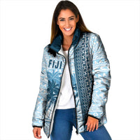 Custom Fiji Regatta Padded Jacket Palm Tree Tapa Pattern - Polynesian Pride
