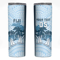 Custom Fiji Regatta Skinny Tumbler Palm Tree Tapa Pattern LT05 Blue - Polynesian Pride
