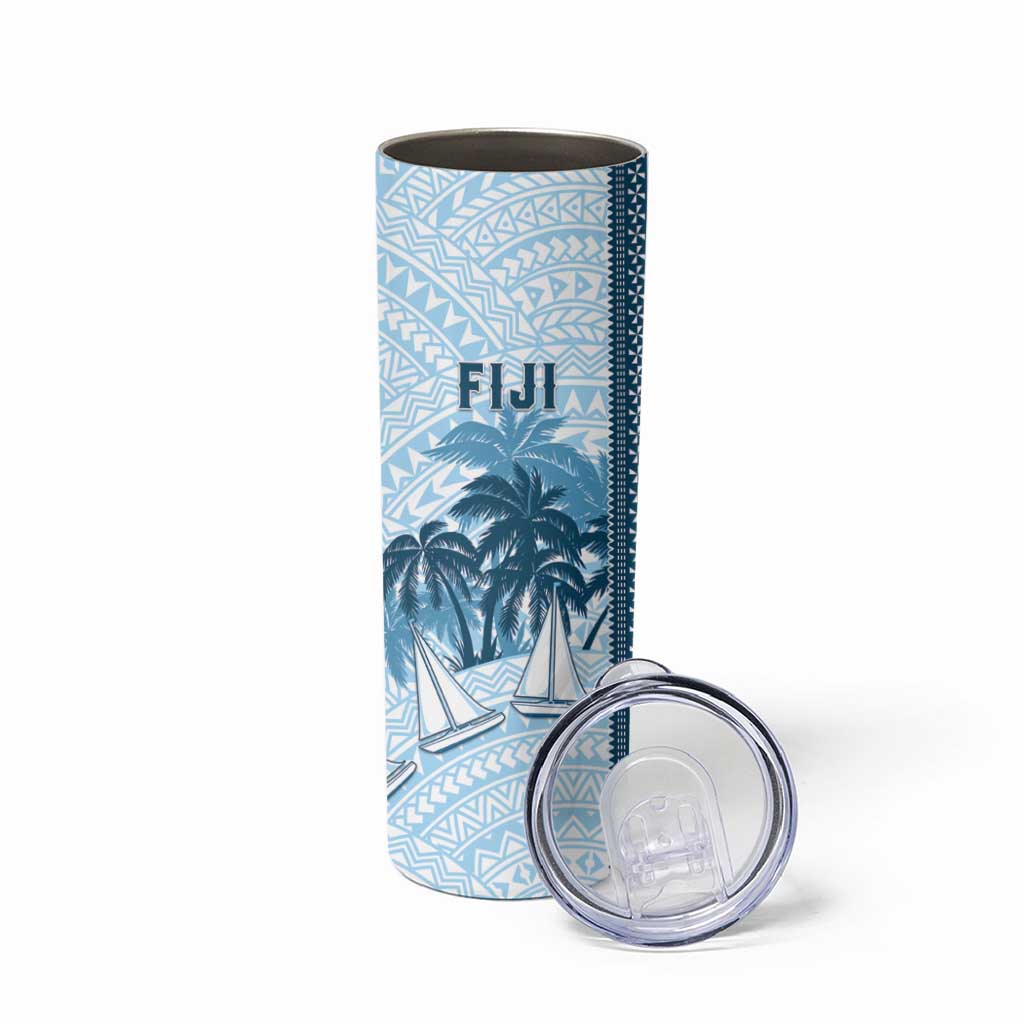 Custom Fiji Regatta Skinny Tumbler Palm Tree Tapa Pattern LT05 - Polynesian Pride