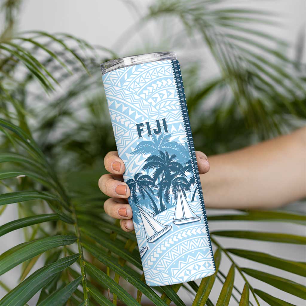 Custom Fiji Regatta Skinny Tumbler Palm Tree Tapa Pattern LT05 - Polynesian Pride