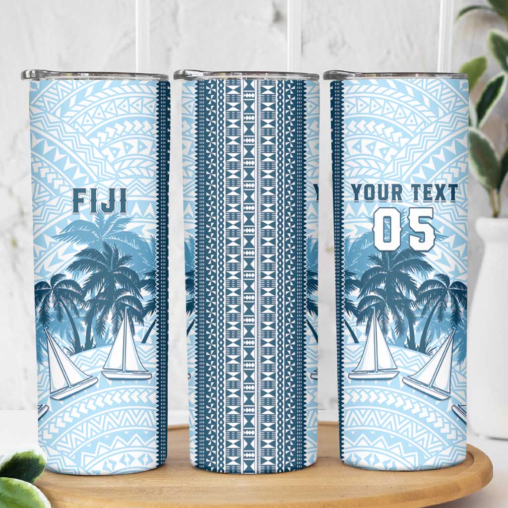 Custom Fiji Regatta Skinny Tumbler Palm Tree Tapa Pattern LT05 - Polynesian Pride