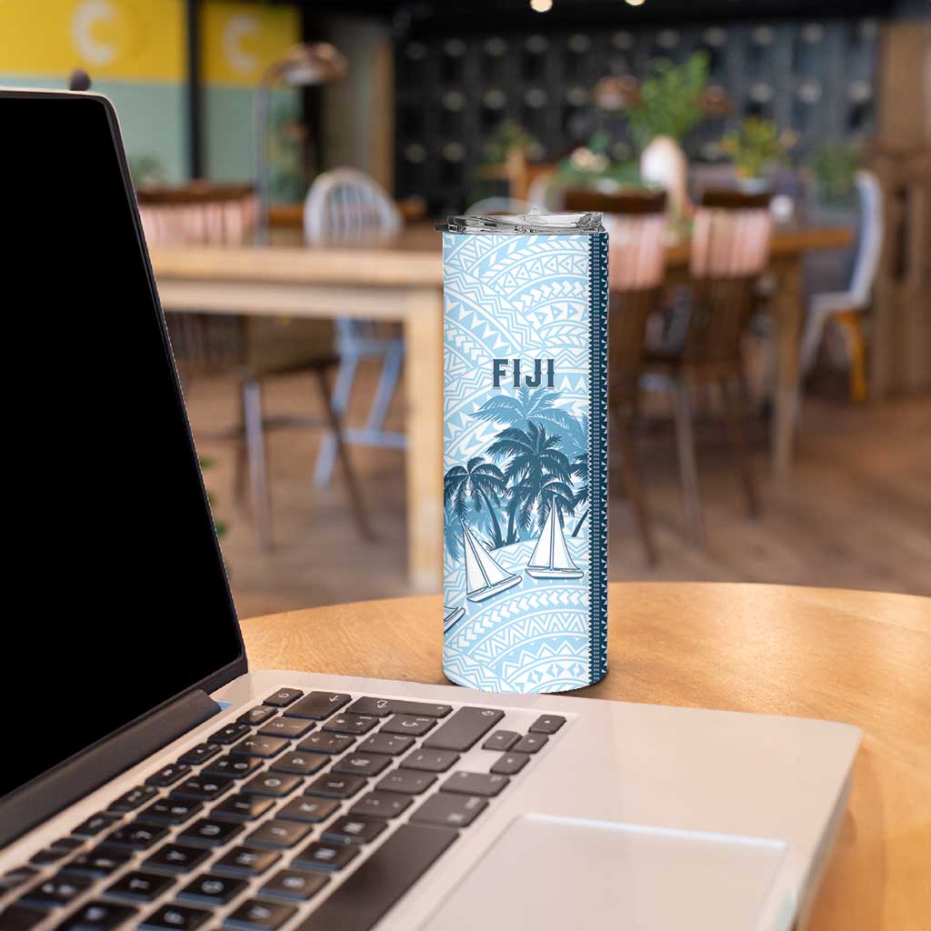 Custom Fiji Regatta Skinny Tumbler Palm Tree Tapa Pattern LT05 - Polynesian Pride