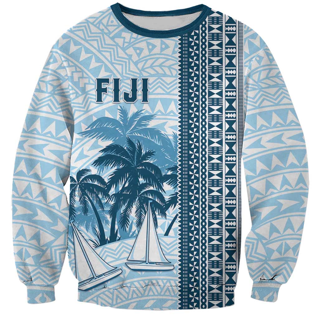 Custom Fiji Regatta Sweatshirt Palm Tree Tapa Pattern - Polynesian Pride