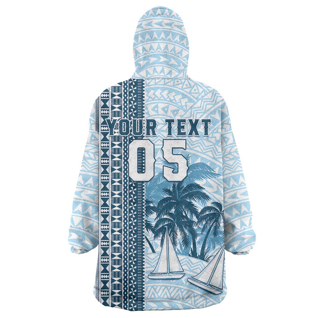 Custom Fiji Regatta Wearable Blanket Hoodie Palm Tree Tapa Pattern LT05 - Polynesian Pride