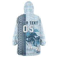 Custom Fiji Regatta Wearable Blanket Hoodie Palm Tree Tapa Pattern LT05 - Polynesian Pride