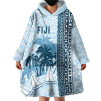 Custom Fiji Regatta Wearable Blanket Hoodie Palm Tree Tapa Pattern LT05 - Polynesian Pride