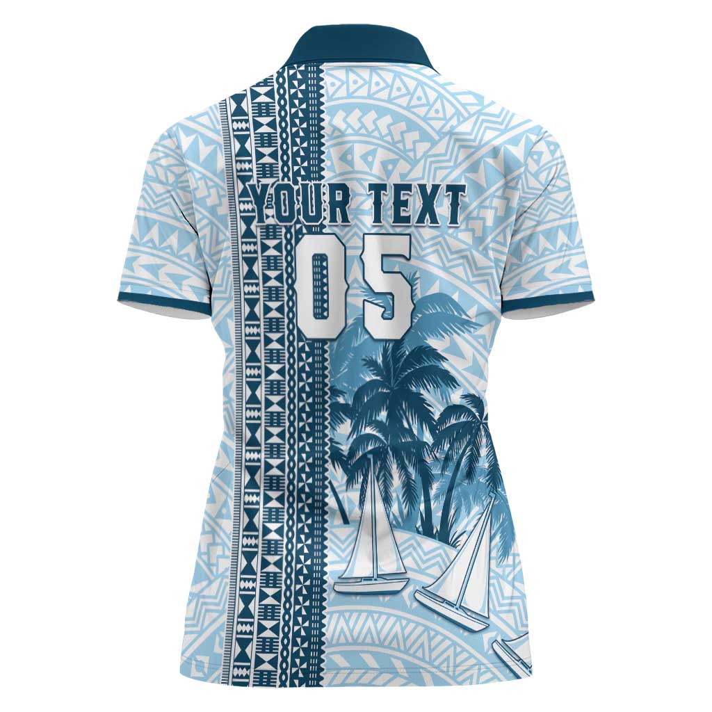 Custom Fiji Regatta Women Polo Shirt Palm Tree Tapa Pattern - Polynesian Pride