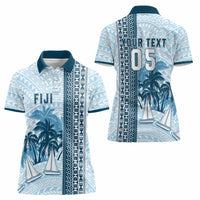 Custom Fiji Regatta Women Polo Shirt Palm Tree Tapa Pattern - Polynesian Pride