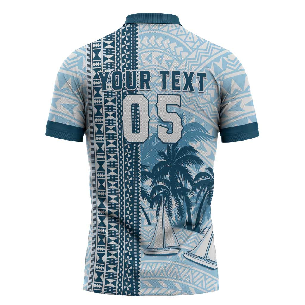 Custom Fiji Regatta Zipper Polo Shirt Palm Tree Tapa Pattern - Polynesian Pride