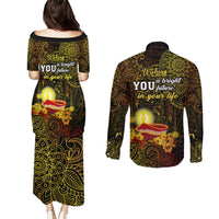 Happy Diwali Festival Couples Matching Puletasi Dress and Long Sleeve Button Shirts Diya Lamp Hibiscus Polynesian Pattern LT05 - Polynesian Pride
