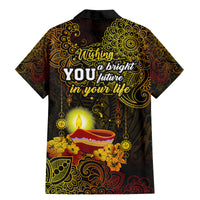 Happy Diwali Festival Family Matching Mermaid Dress and Hawaiian Shirt Diya Lamp Hibiscus Polynesian Pattern LT05 - Polynesian Pride