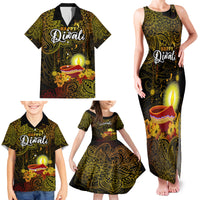 Happy Diwali Festival Family Matching Tank Maxi Dress and Hawaiian Shirt Diya Lamp Hibiscus Polynesian Pattern LT05 - Polynesian Pride