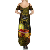 Personalized Happy Diwali Festival Family Matching Summer Maxi Dress and Hawaiian Shirt Diya Lamp Hibiscus Polynesian Pattern LT05 - Polynesian Pride