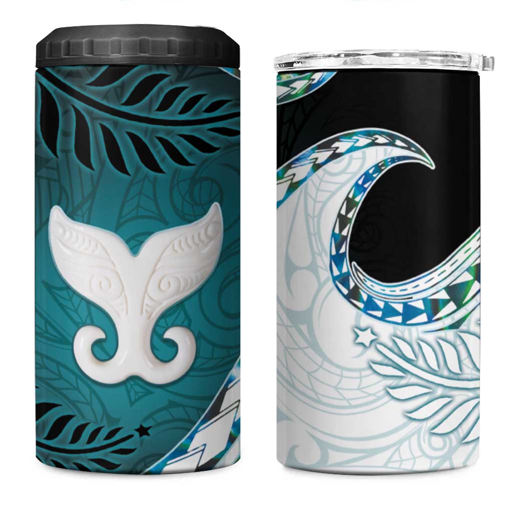 Aotearoa New Zealand 4 in 1 Can Cooler Tumbler Maori Wera Paua Shell Teal Glitter LT05 One Size: 16 oz Teal - Polynesian Pride