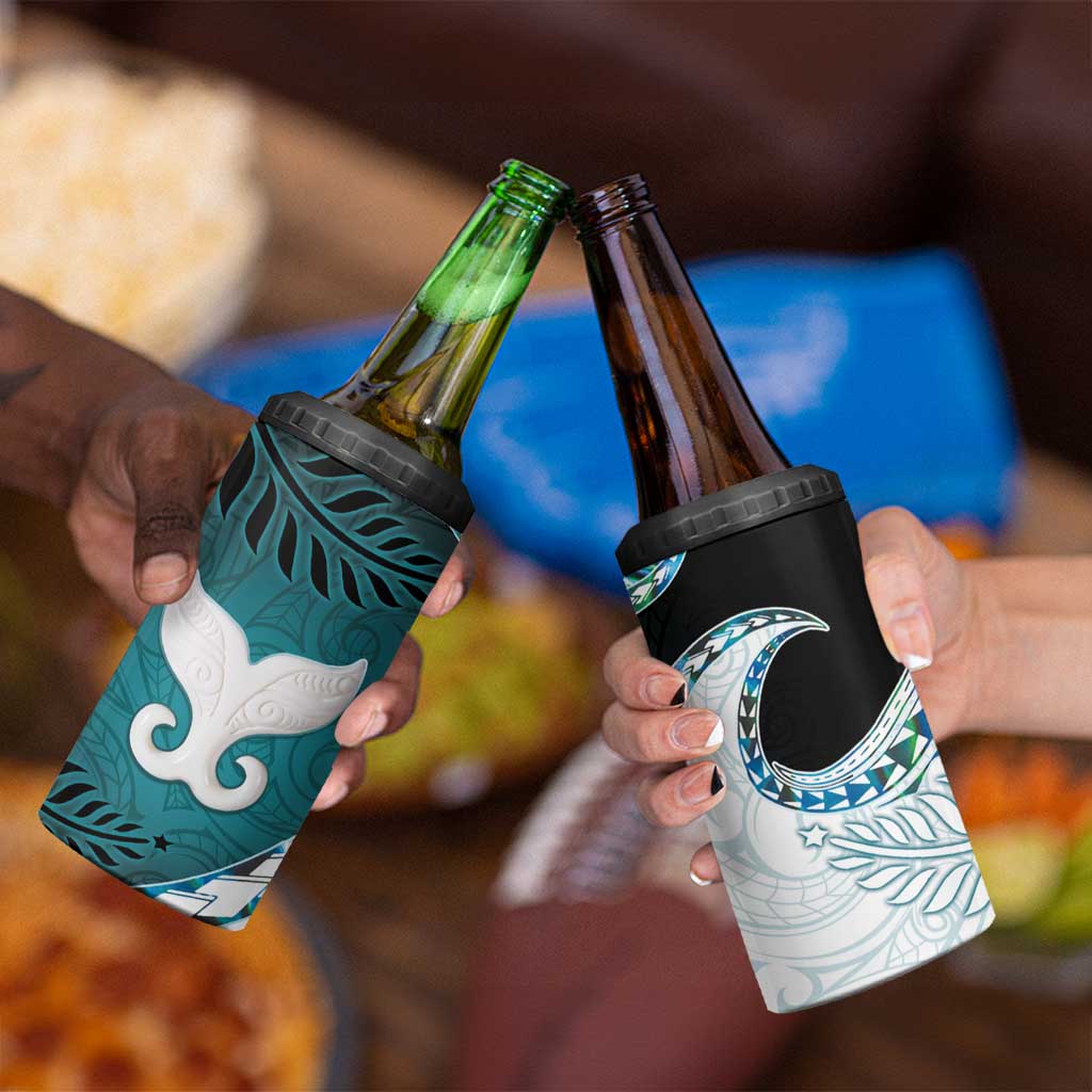 Aotearoa New Zealand 4 in 1 Can Cooler Tumbler Maori Wera Paua Shell Teal Glitter LT05 - Polynesian Pride