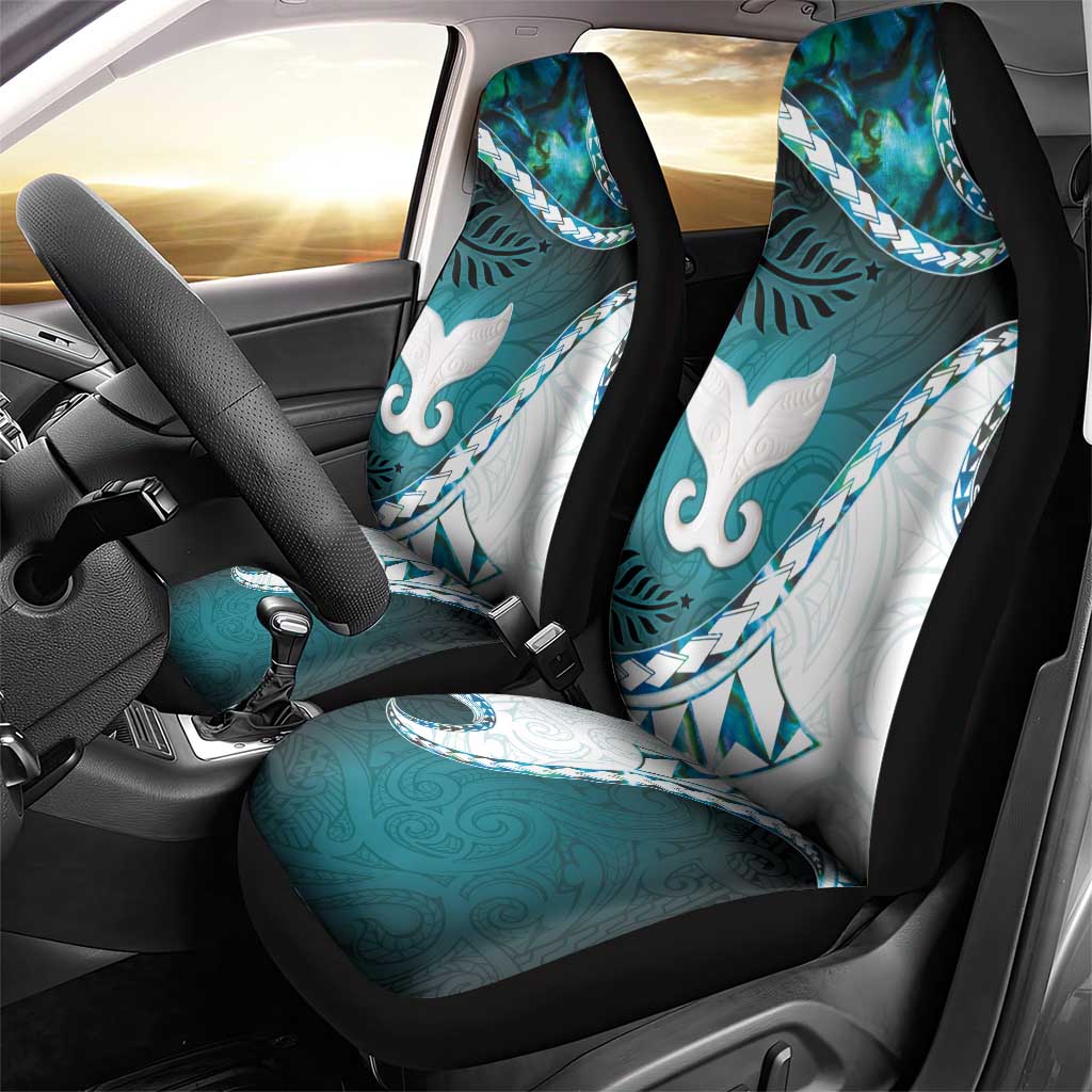 Aotearoa New Zealand Car Seat Cover Maori Wera Paua Shell Teal Glitter LT05 - Polynesian Pride