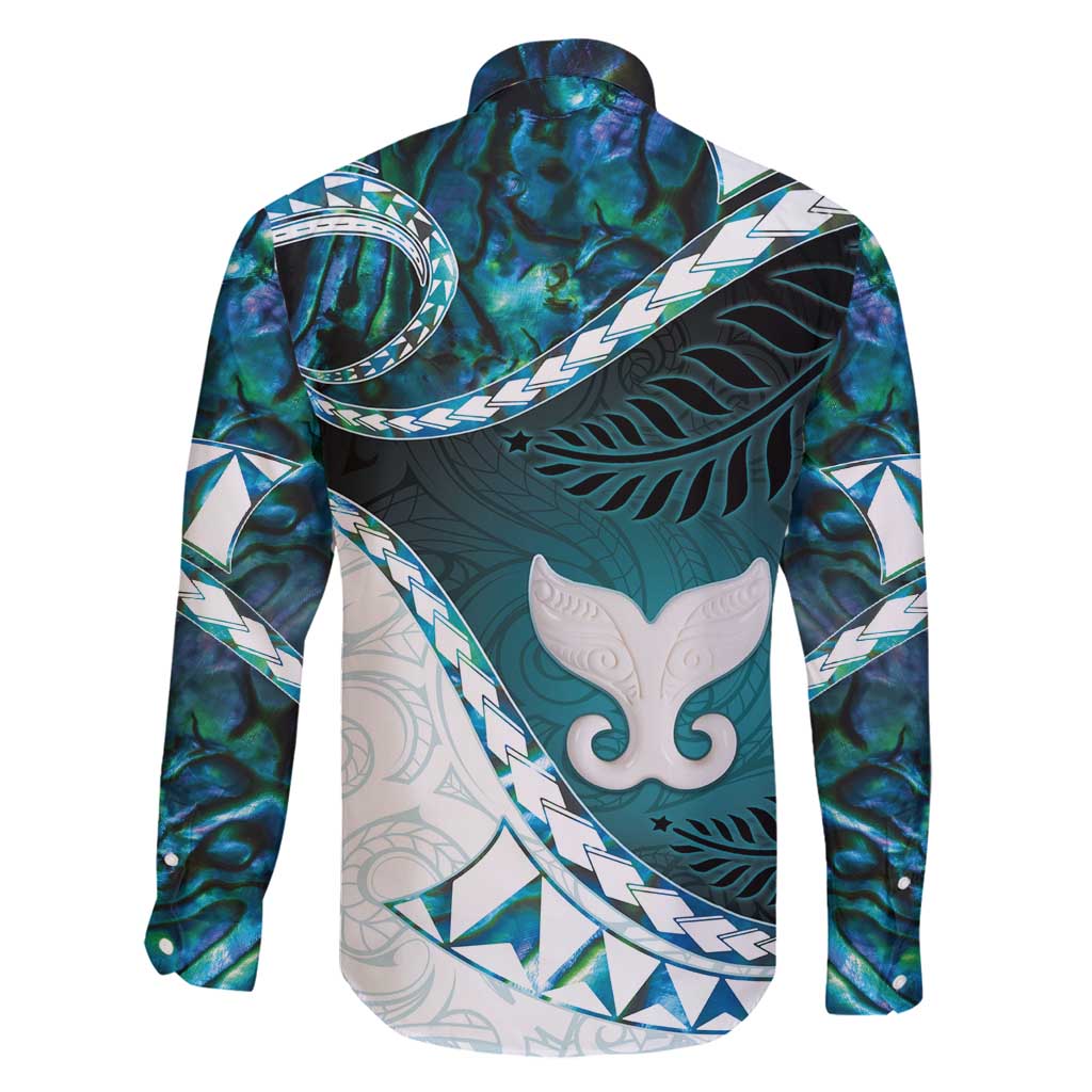 Aotearoa New Zealand Family Matching Long Sleeve Bodycon Dress and Hawaiian Shirt Maori Wera Paua Shell Teal Glitter LT05 - Polynesian Pride